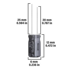 220uf 16v 6x12mm Electrolytic Capacitor 220 Uf Mfd 16 Volt 0.24×0.47in… | Ebay
