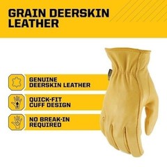 NWT Firm Grip Full Grain Deerskin Leather Work Gloves Size Med (5137) Heavy Duty