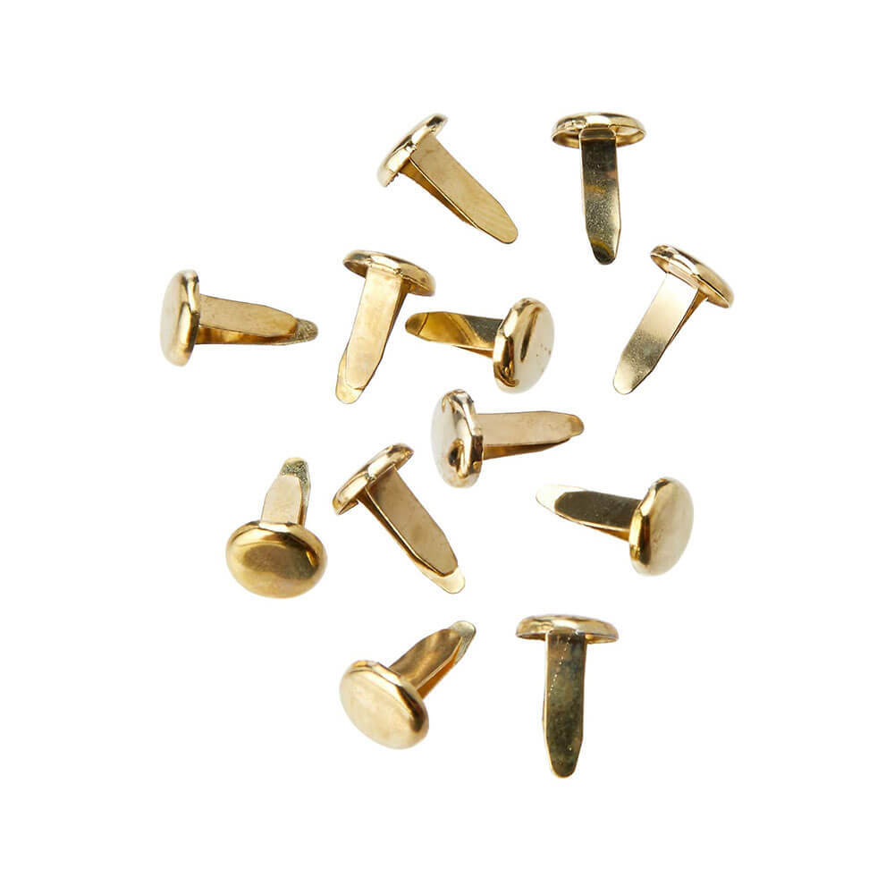 Premier Quality Paper Fastener 9mm Round Head Spear Point Brass Plated Steel