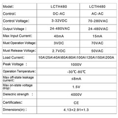 3 Phase Solid State Relay 40A AC to AC Input 70-280VAC Output 24-480VAC