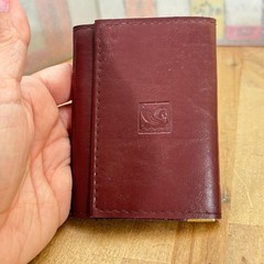 Vintage Genuine Red Brown Leather Personal Wallet Notepad Address Book, 4″