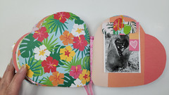 Handmade Junk Journal Heart Shaped Valentine’s – Flamingo