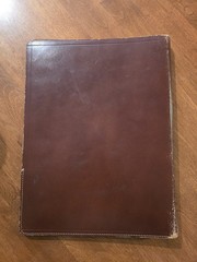 Vintage Brown Leather Portfolio Corporate Monogram Littelfuse