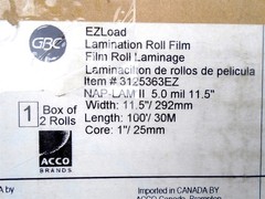 GBC – 3125363EZ – EzLoad (2 Rolls) LAMINATING FILM, CLEAR, 5Mil, 11.5 x 100 BLUE