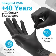 Black Nitrile Disposable Gloves Large, 50 Count – BBQ, Tattoo, Hair Dye,