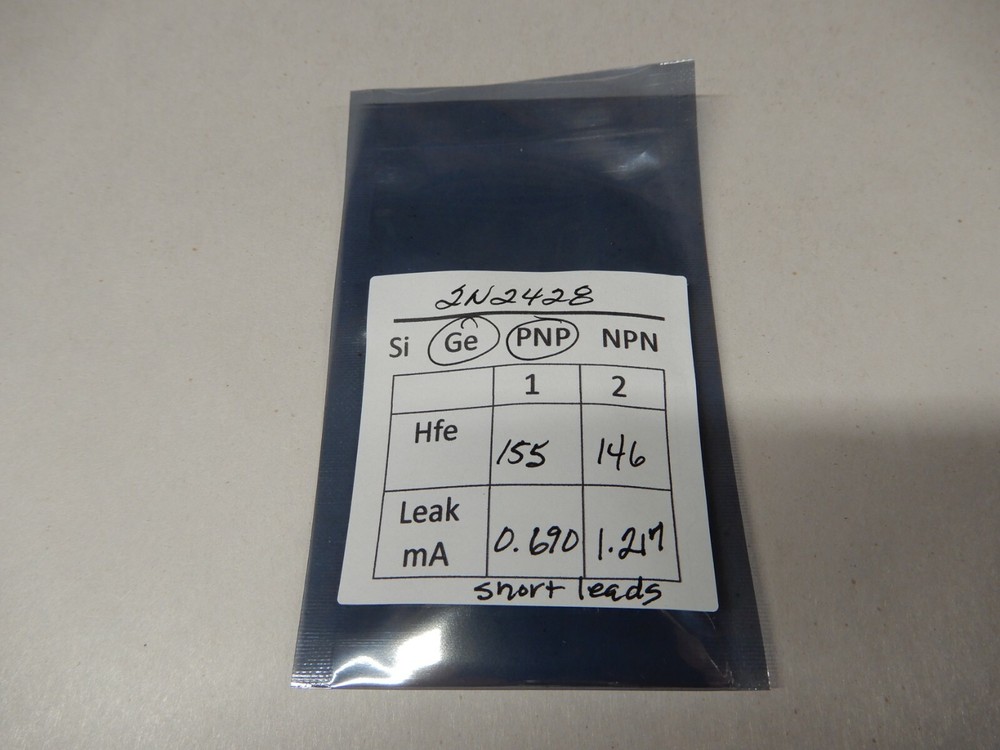 Amperex Holland 2N2428 Germanium PNP Transistor Pair Matched 155, 146 Hfe