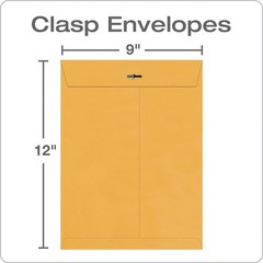 9×12 Clasp Envelopes with Gummed Flaps 28 lb Brown Kraft 100 per Box