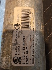 2-1/2 inch x 12 inch Rigid/IMC Conduit Nipple Galvanized Steel