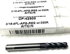 2PC Carbide Plus CP-42303 3/16″ 4FL Corner Radius End Mill AlTiCrN .030R NEW