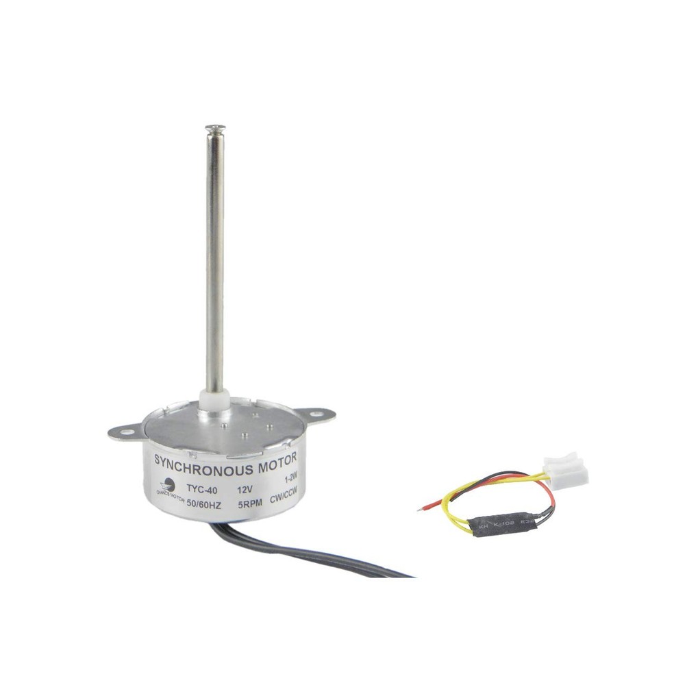 12V Synchronous Gear Motor 5RPM CW/CCW with 7.4cm Inner-Screw Shaft