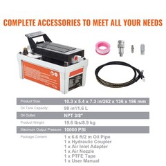 VEVOR Air Hydraulic Pump Foot Operated Pump 10,000PSI 98in³ 6.6FT Auto Body Shop