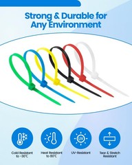 NOKOGMT 480 Pack Small Zip Ties Small, Green, Yellow, Red, Black, White, Blue