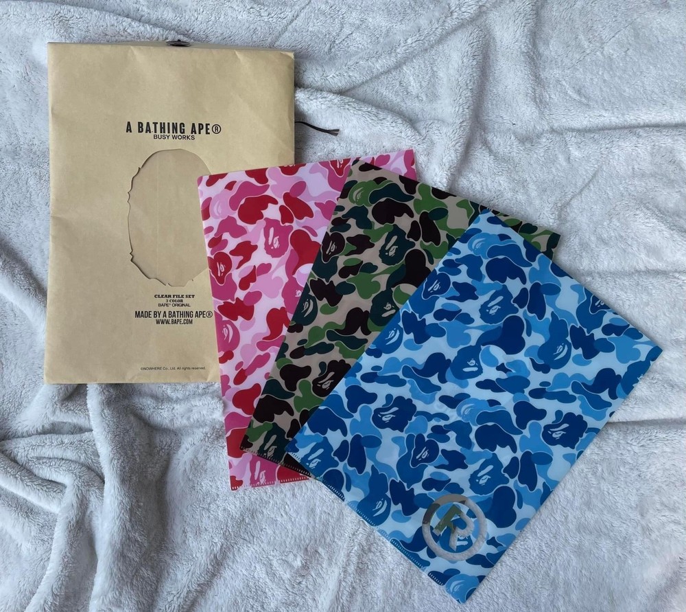 Bape Pink, Green, Blue Paper 3 Pack Folder Set – Brand New – Authentic