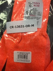 2-MAXX WEAR CUT RESISTANT ORANGE GLOVE- CR-13 Spectra Guard MEDIUM CR-13631-NEW