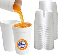 16 Oz Styrofoam Cups, Disposable Foam Cups , Insulated White