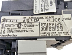 ALLEN BRADLEY 592P-A2FT Overload Relay Series A 3.7-12A SIze 00 Panel Mount