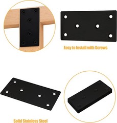 4pcs Metal Flat Straight Brace Bracket, 4” x 2” (L x W), Black | Stainless St