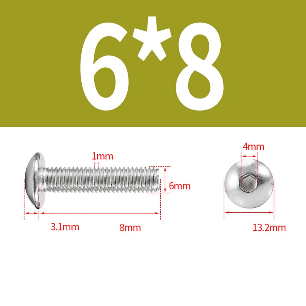 M6-M10 Socket Button Head Screws Dome Allen Bolts Machine Screw Stainless Steel