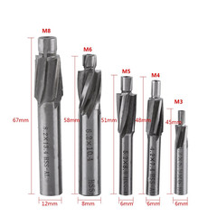 5Pcs Counterbore Drill Bits Set, 4 Flutes Straight End Mill Cutter HSS Countersi