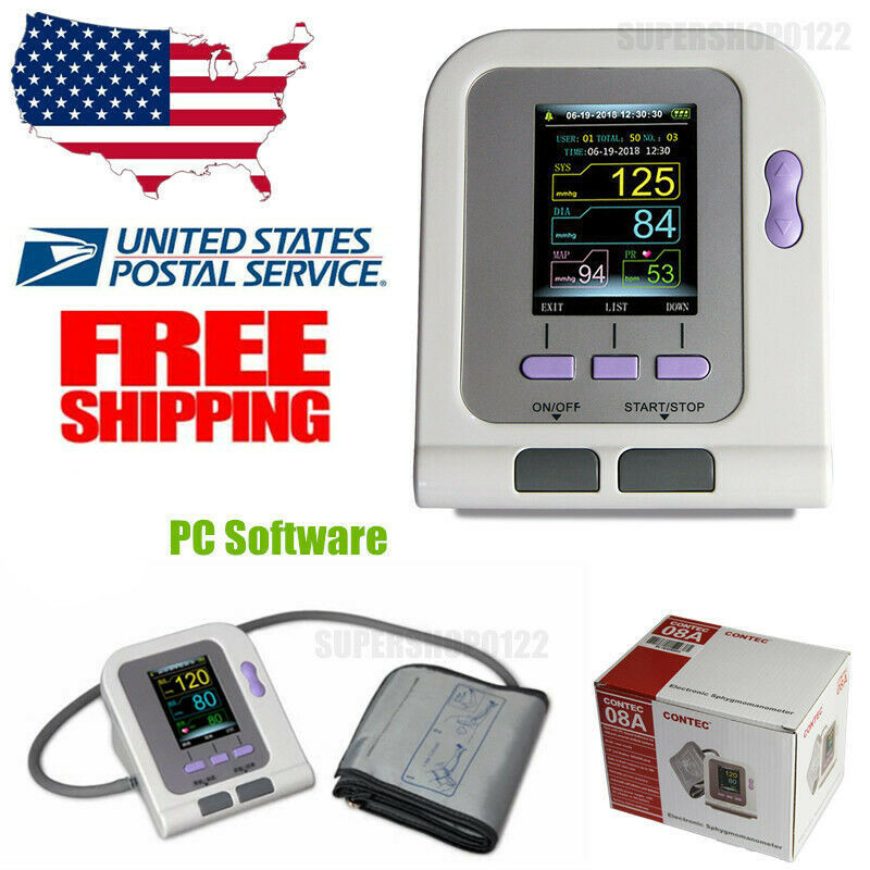 USA FDA Color CONTEC08A Digital Blood Pressure Monitor Upper Arm NIBP Software