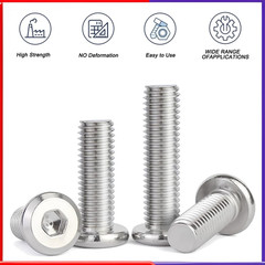 1/4-20×1/2 Flat Head Hex Socket Cap Screws Bolts,304 Stainless Steel Fully Threa