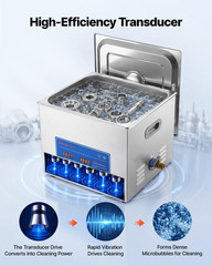 VEVOR Ultrasonic Cleaner 15L-Class Ultrasonic Parts Cleaner 40kHz for Glasses