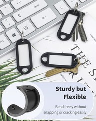 Uniclife 10 Pieces Key Tags 2 Inch Soft Plastic Chain 10 Pack, Black