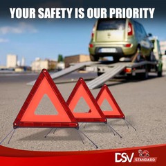 DSV Standard Emergency Triangles, Warning Triangles for Vehicles, Reflective Tri