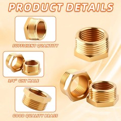 3/4″ GHT Male to 1/2″ NPT Female Brass Hose Adapter – 4 Pack Heavy Duty Garden H