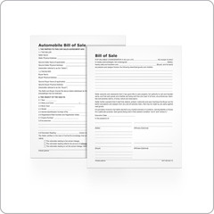 Bill of Sale Forms Pack, Includes 2 Motor Vehicle and 2 General Bills of Sale, 8