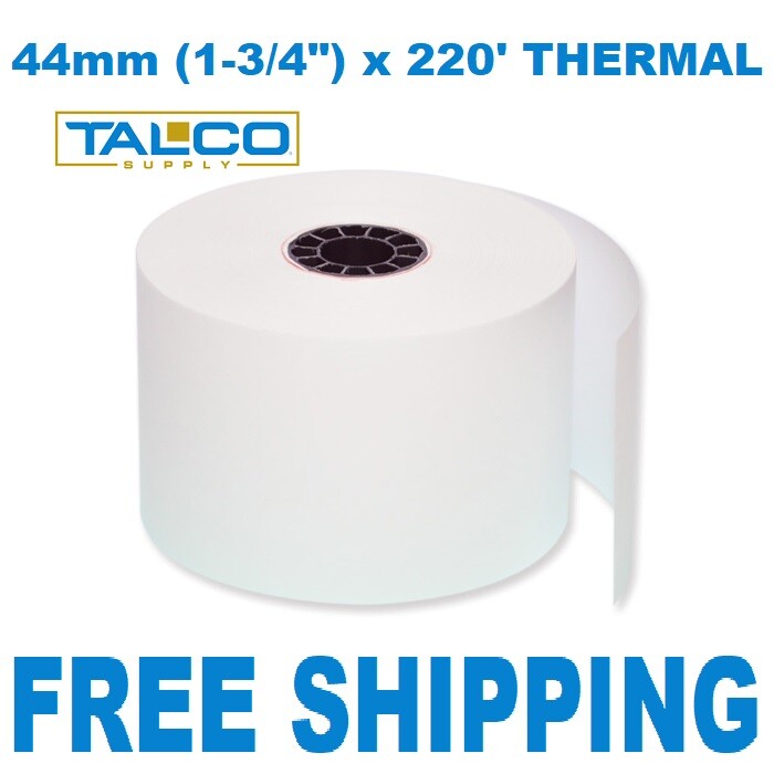 44mm (1-3/4″) x 220′ THERMAL CASH REGISTER PAPER – 18 ROLLS ~FREE SHIPPING~