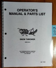 Grasshopper M412 Snow Thrower Owner Operator’s & Parts Manual 1087-172340 10/87