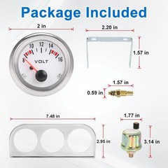 52mm Water Temp Oil Pressure Voltmeter Triple Gauge Set 3 in 1