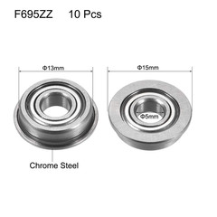 Uxcell F695ZZ Flanged Ball Bearing 5X13X4Mm Double Metal Shielded (Gcr15) Chrom
