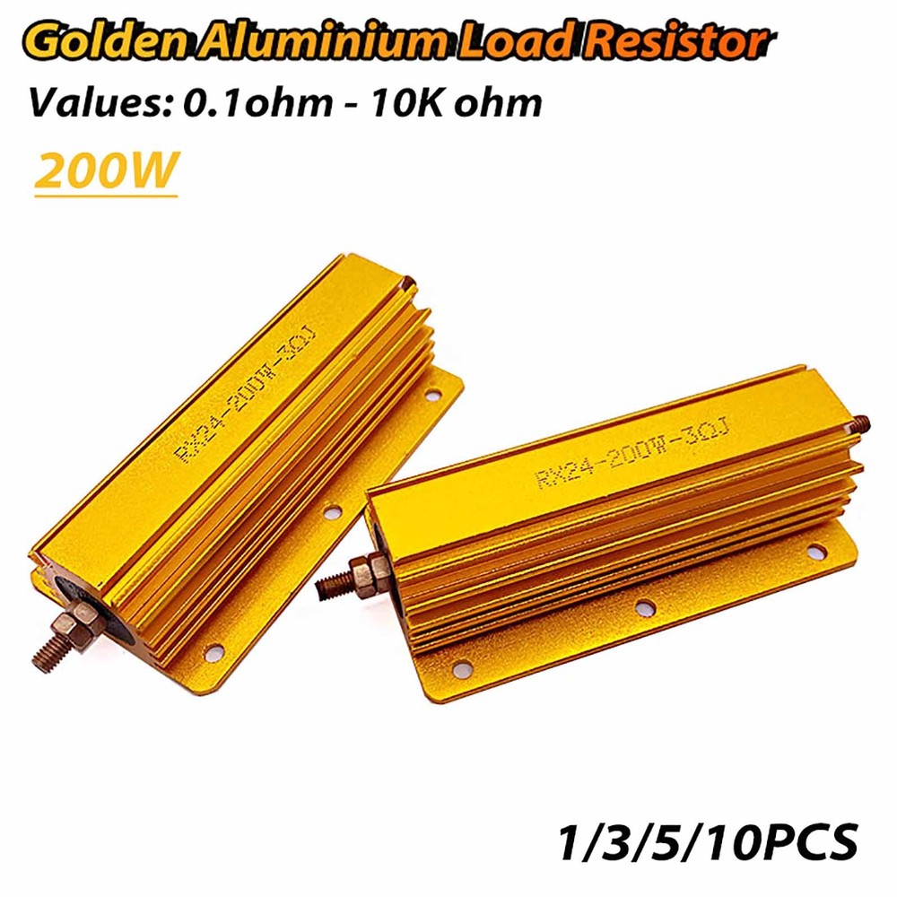 200W Golden Aluminium Load Resistor Wirewound 0.1 ohm to 10K ohm – High Quality