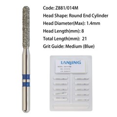 Dental Diamond Burs Zirconia Cutting Burs FG Round End Taper Cylinder Football
