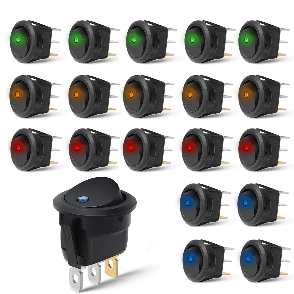 20Pcs/Kit Round Toggle Switch 12V 20A LED Light For Car Auto Boat ON/OFF Switch