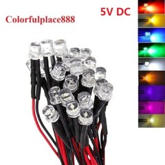 5mm Flat 5V Pre-Wired Red Yellow Blue Green White Orange UV Pink Warm white Led