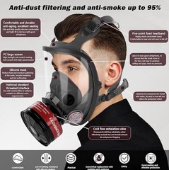 Full Face Respirator Gas Mask w/ Filters -2PCS 40mm Activated Carbon Filter 6800