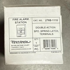 Edwards 278B-1110 Fire Alarm Pull Station, Double Action, SPO