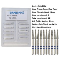 20 Types Zirconia Dental Diamond Burs FG Friction Grip for High Speed Handpiece