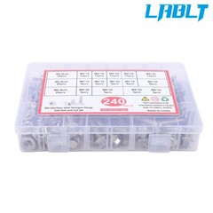 LABLT 240PCS Flanged Bolts and Nuts Kit Stainless Metric M5 M6 M8 14Common Sizes