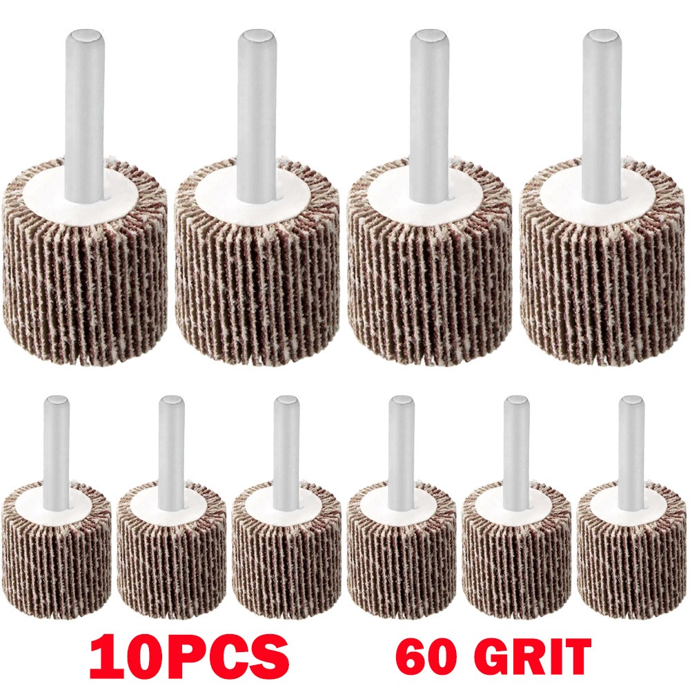 10Pcs 60 Grits Drill Flap Wheel Sander 1x1x1/4″ Flapper Sanding Grinding HOT