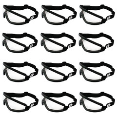 Birdz Eyewear Wing Skydiving & Sports Padded Riding Goggles Black Frame Clear