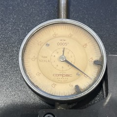 COMPAC TYPE 523 L A DIAL INDICATOR .0005″ Swiss Made with Stem-mount CLAMP