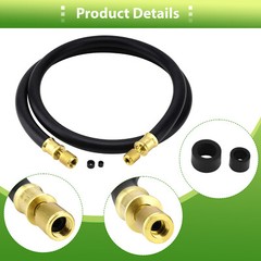 Refrigerant Hose, Black, 6′, 1/2″ Diameter, Connects 3/8″ to 1/4″ Fitting