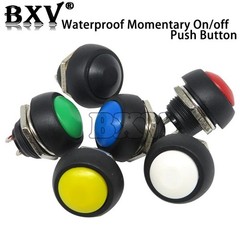 6X Black M4 12mm Waterproof Momentary ON/OFF Push Button Round SPST Switch