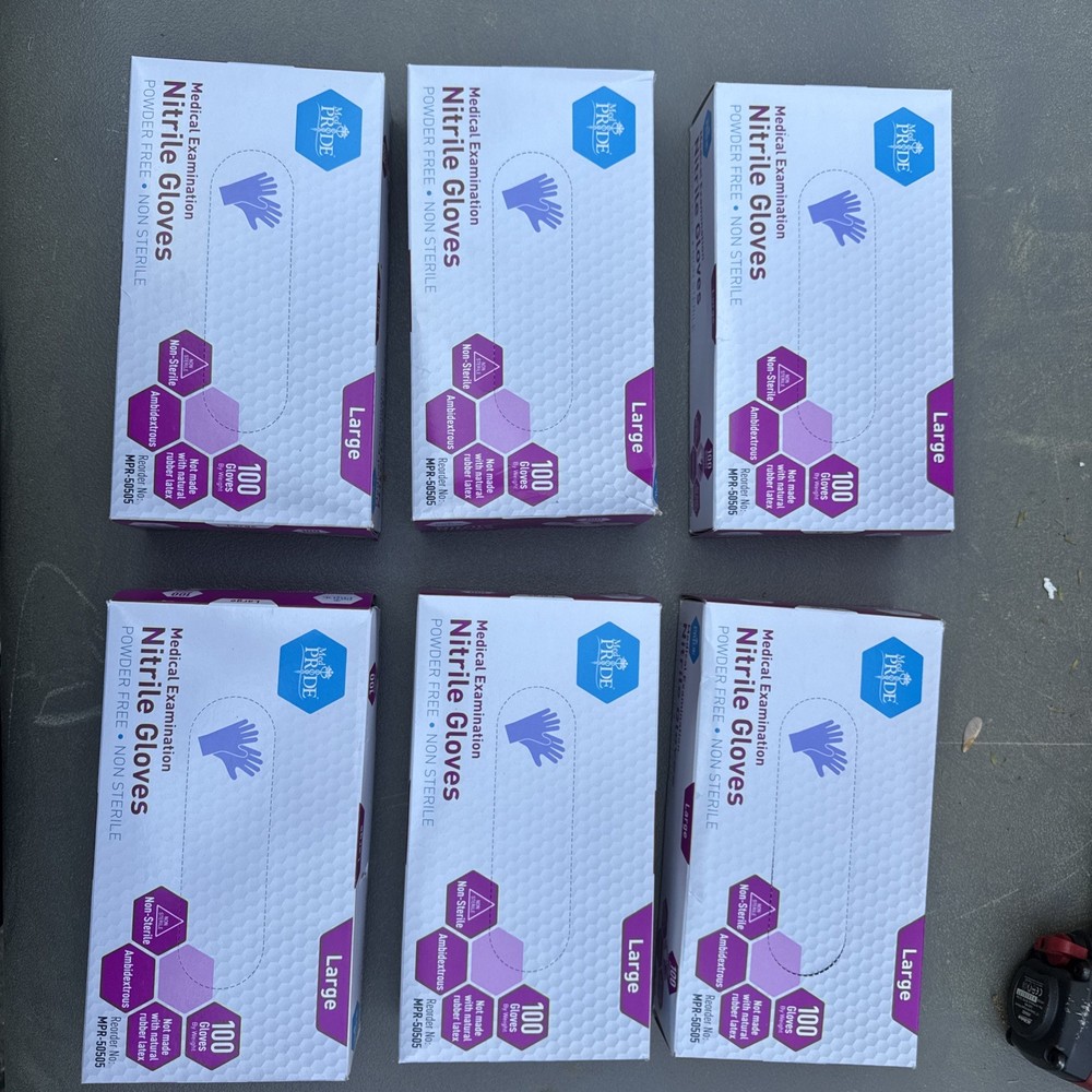 6 PK-MedPride-Powder-Free Nitrile Exam Gloves – Medium – 100 Per Box CP Z