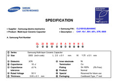 QTY (4000) .01uf 50V 5% X7R 0805 CERAMIC MLCC CAPACITORS CL21B103JBANNNC SAMSUNG