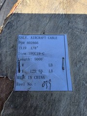 Galvanized AIRCRAFT Cable 5000ft 7×19 1/8″ 18GC19-C 130lbs
